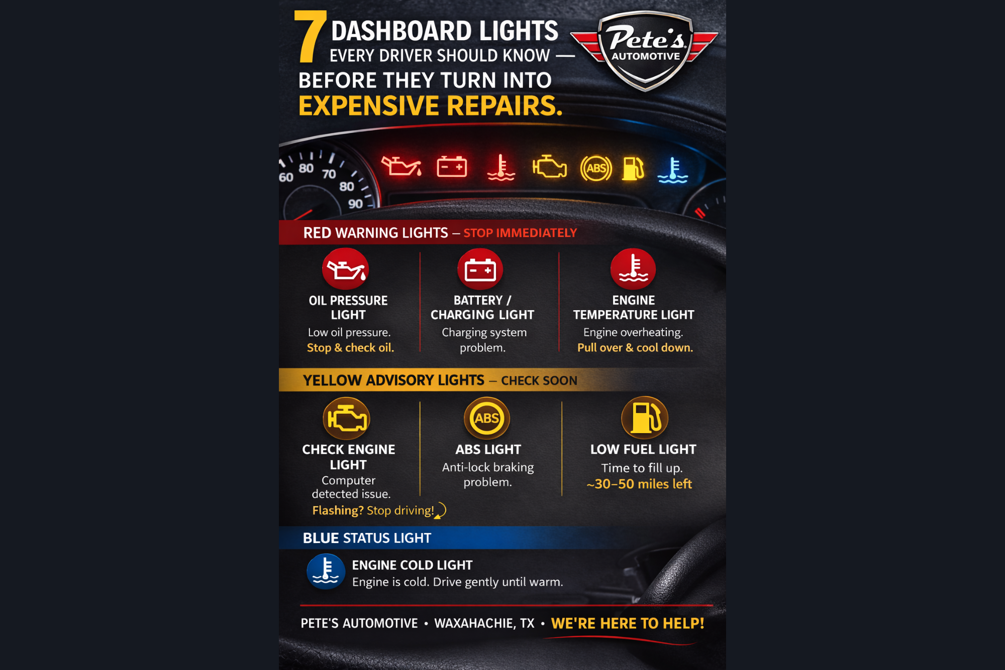 Waxahachie dash light help